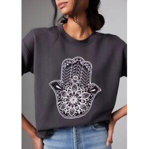 Miken Flow Hamsa hand crew neck Sweatshirt Size Large